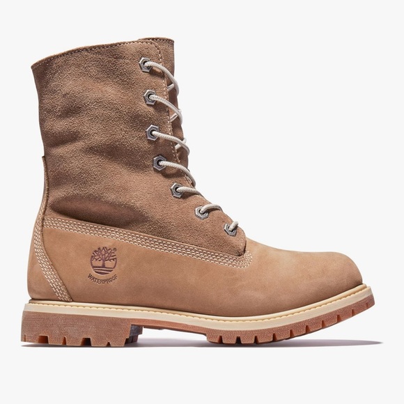 Timberland Women's Teddy Fleece Waterproof Roll-Top boots - size 9 - Taupe - Picture 1 of 7